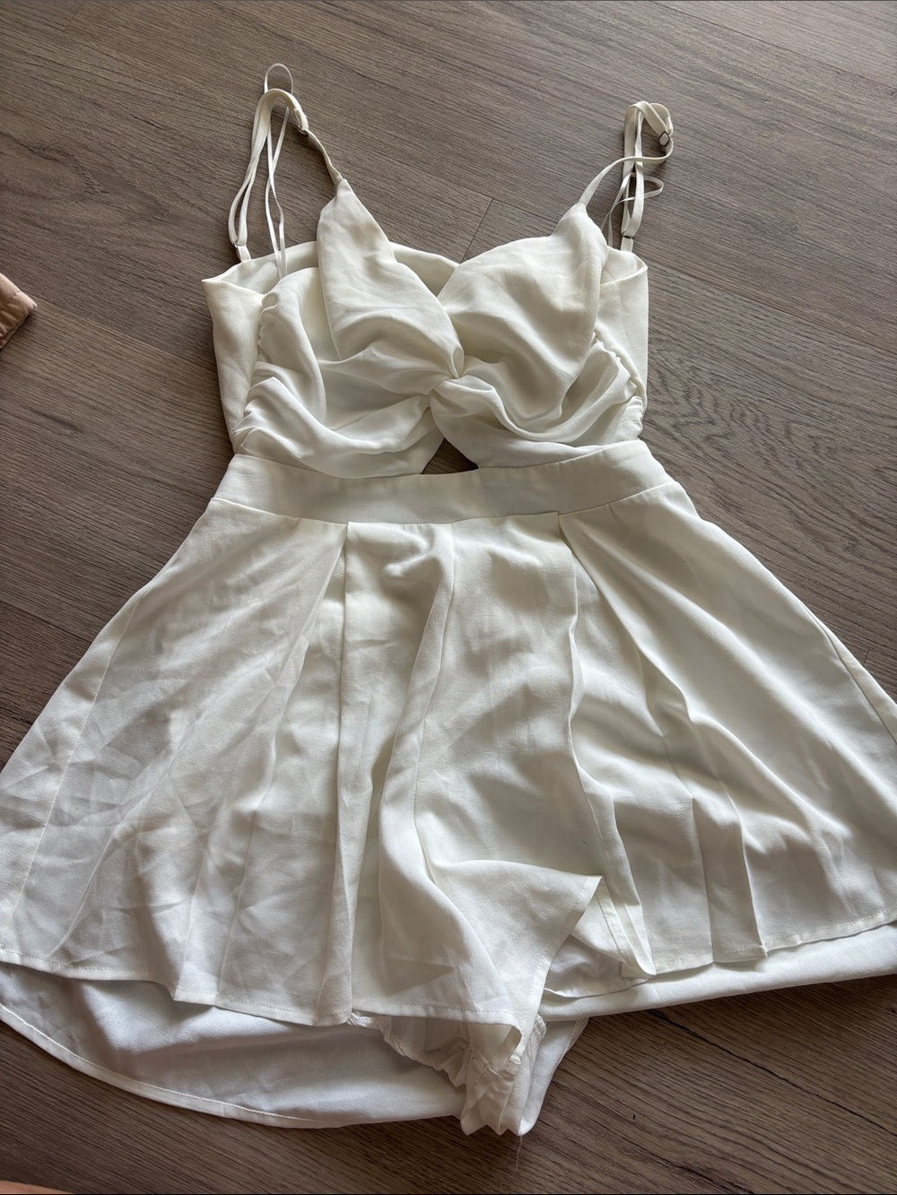 Luxxel Ivory Twist-Front Romper with Cutout
